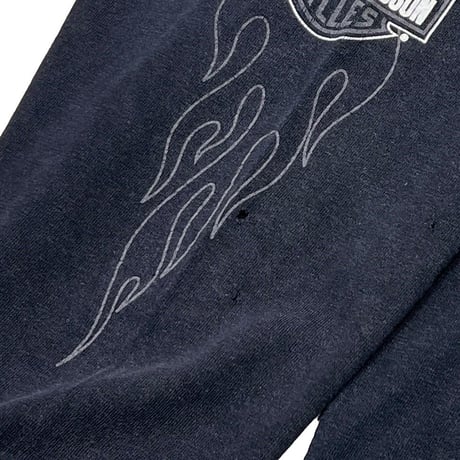 HARLEY DAVIDSON OLD ENGLISH LOGO MONOCHROME SLEEVE FLAME TEXAS LS XL 0742
