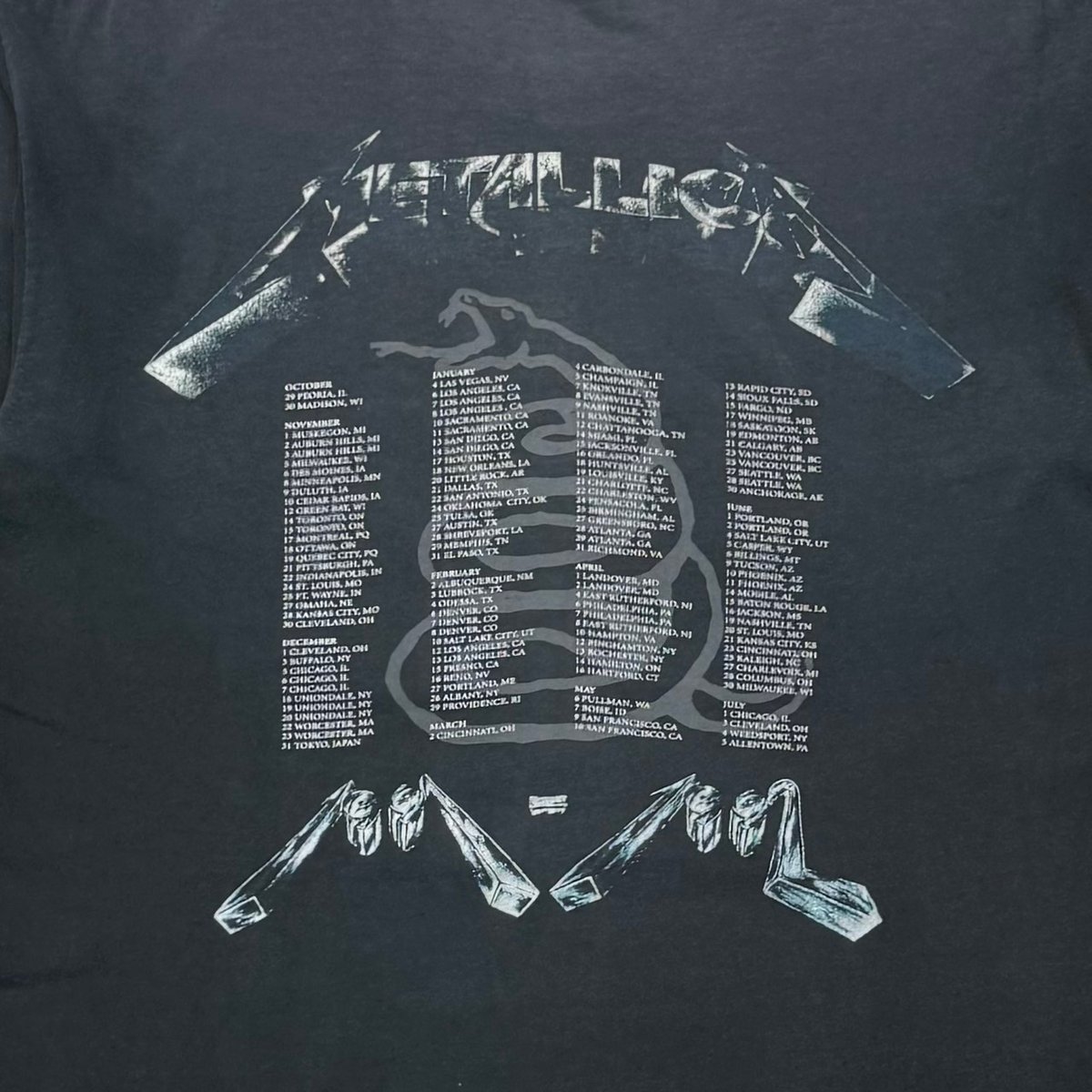 古*厨様 16メタリカ 91-92 TOUR SQUARE MEMEBR FAC METALLICA 4 FACE 1991-1992 METALLICA TAG LARGE