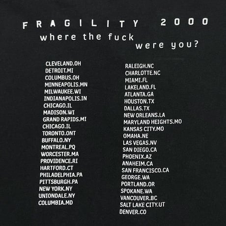 NINE INCH NAILS FRAGILITY 2000 TOUR ALL SPORT LARGE 9284