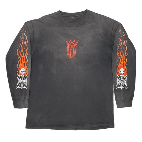 WEST COAST CHOPPERS RED FLAME SKULL IRON CROSS LS FITS LARGE 3992