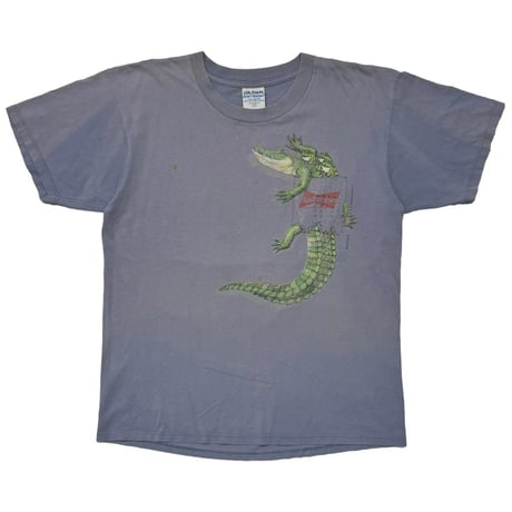 Budweiser 1996 FAKE POCKET PRINT FROGS & CROCODILE THIS BUD'S FOR YOU FADED BLUE GILDAN LARGE 5236