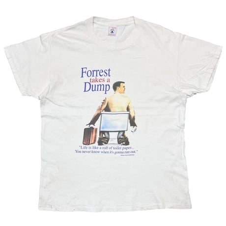 OLD & VINTAGE FORREST TAKES A DUMP FORREST GUMP PARODY WHITE DELTA LARGE 1849