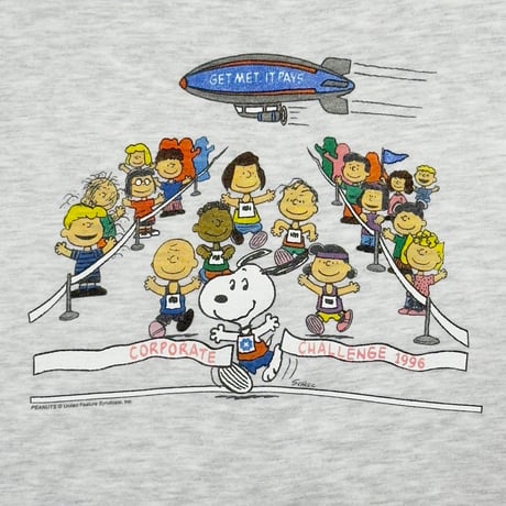 PEANUTS Metlife GET MET IT PAYS CORPORATE CHALLENGE 1996 ASH GREY HANES XL 6731