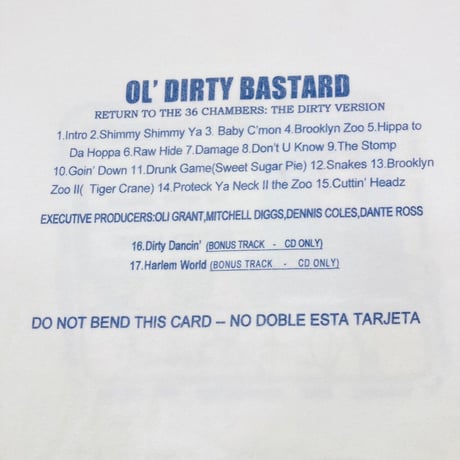 Ol' Dirty Basterd RETURN TO THE 36 CHAMBERS ID CARD WHITE XXXL 3487