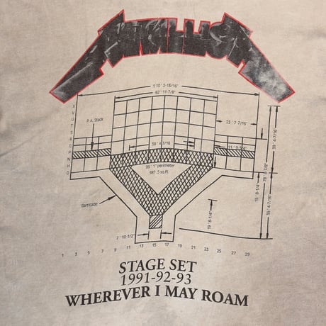 METALLICA 1991 WHEREVER I MAY ROAM STAGE SET DUST BEIGE XL 6278