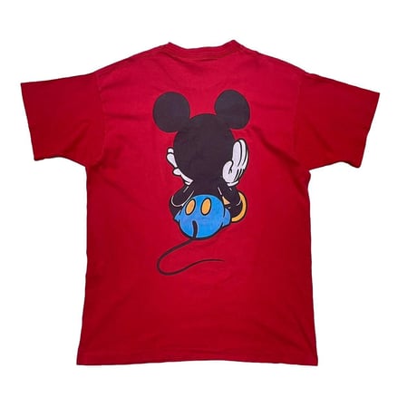DISNEY VINTAGE 90's MICKEY MOUSE DOUBLE SIDE TEE XL RED 7513