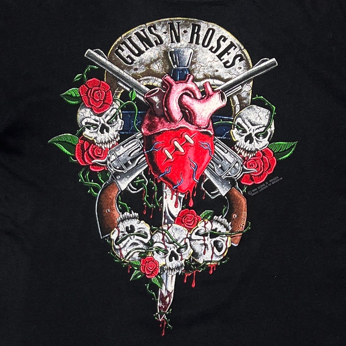 GUNS N' ROSES 1990 SKULL HEART GUN G N'R BROCKU