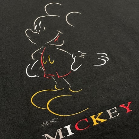 DISNEY VINTAGE MICKEY EMBROIDERY GRAPHIC TEE BLACK LARGE 9736