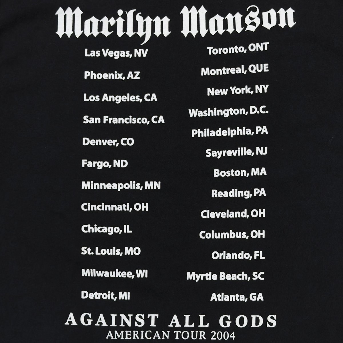MARILYN MANSON AGAINST ALL GODS AMERICAN TOUR 2