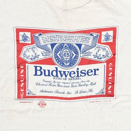 Budweiser 1988 LABEL LOGO WHITE Stedman LARGE 5875
