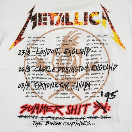 METALLICA LIVE SHIT BINGE & PURGE 1995 WHITE EURO XL 9807