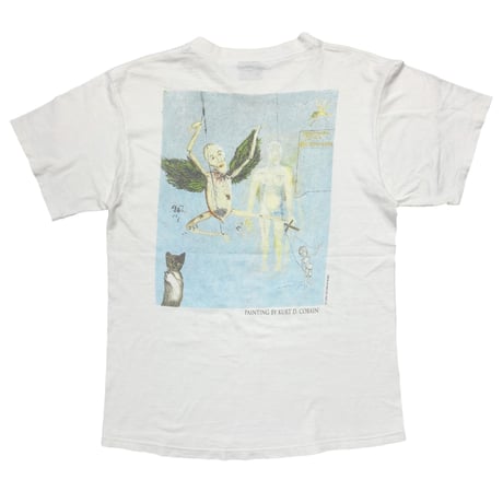 NIRVANA KURT COBAIN MEMORIAL ADULT WHITE giant BY TULTEX LARGE 6604