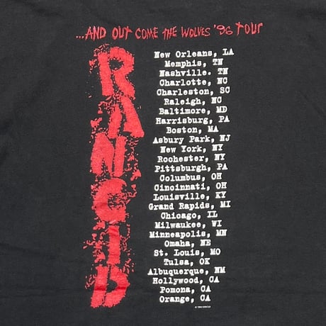 RANCID AND OUT COME THE WOLVES 1996 TOUR GIANT BY TULTEX XL 6879