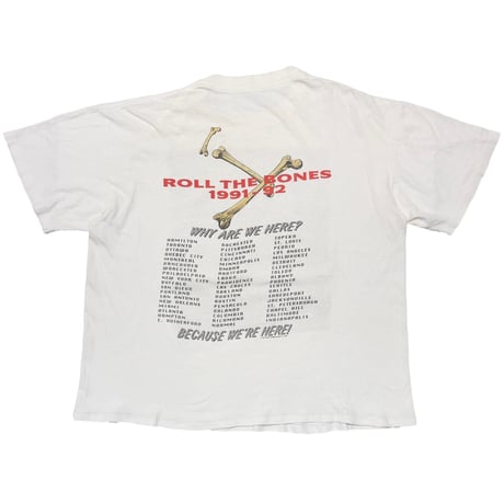 RUSH 1991 ROLL THE BONES TOUR 1991-92 PORTRAIT WHITE FITS XL 1288