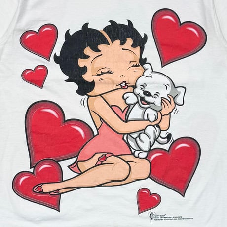BETTY BOOP 1994 HEART & DOG LINK PRINT WHITE CHANGES LARGE 5534
