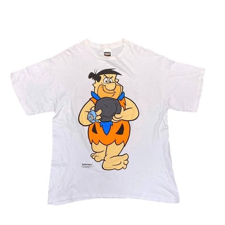 THE FLINTSTONES Fred BOWLING DOUBLE SIDE TEE 1993 WHITE TULTEX XL 6093
