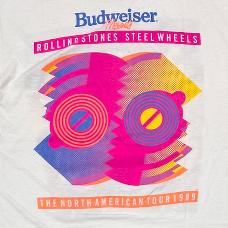 THE ROLLING STONES 1989 BUDWEISER STEEL WHEELS WHITE XL 1550