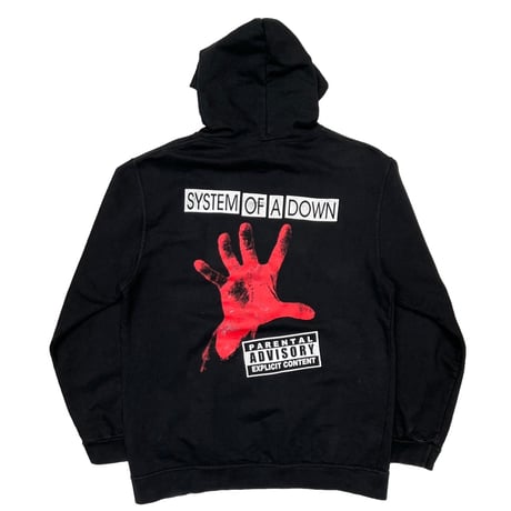 SYSTEM OF A DOWN RED HAND HOODIE ADVISORY LARGE 1585