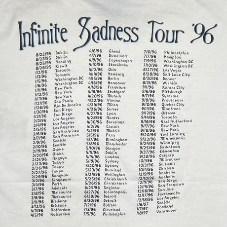 THE SMASHING PAMPKINS INFINITE SADNESS TOUR 1996 WHITE GIANT BY TEE JAYS XL 6202