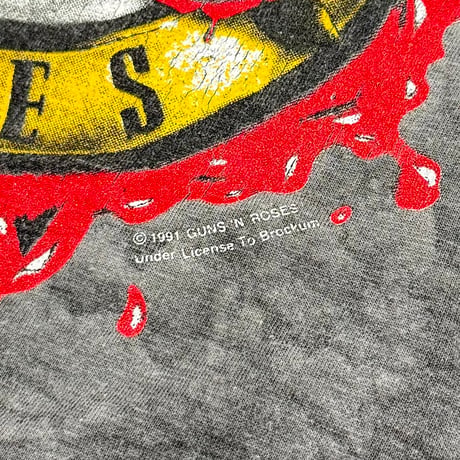 GUNS N' ROSES 1991 GUN SHOT GARMENT DYE CHARCOAL CRYSTAL RAIN XL 3346