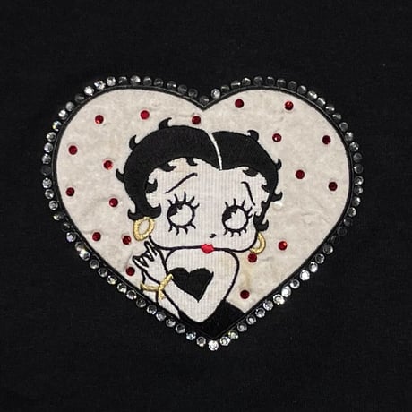 BETTY BOOP HEART PATCH BLACK FITS LARGE 4193