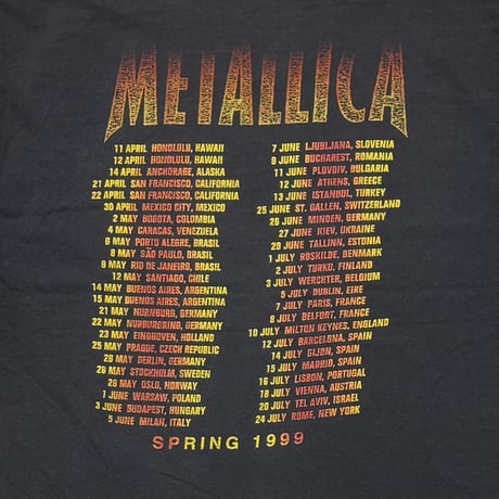METALLICA TOUR SPRING 1999 FRONT MEMBER GIANT XL 3204