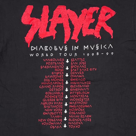 SLAYER DIABOLUS IN MUSICA WORLD TOUR 1998-99 LARGE 2357
