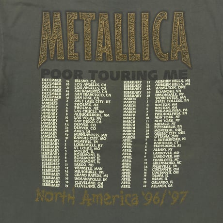 METALLICA POOR TOURING ME NORTH AMERICA '96/'97 KHAKI TULTEX XL 5958