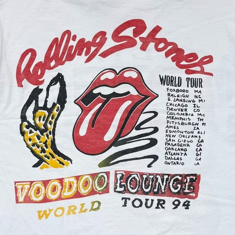 THE ROLLING STONES RIP & TONGUE VOODOO LOUNGE WORLD TOUR 1994 BOOTLEG WHITE T-USA XL 5044