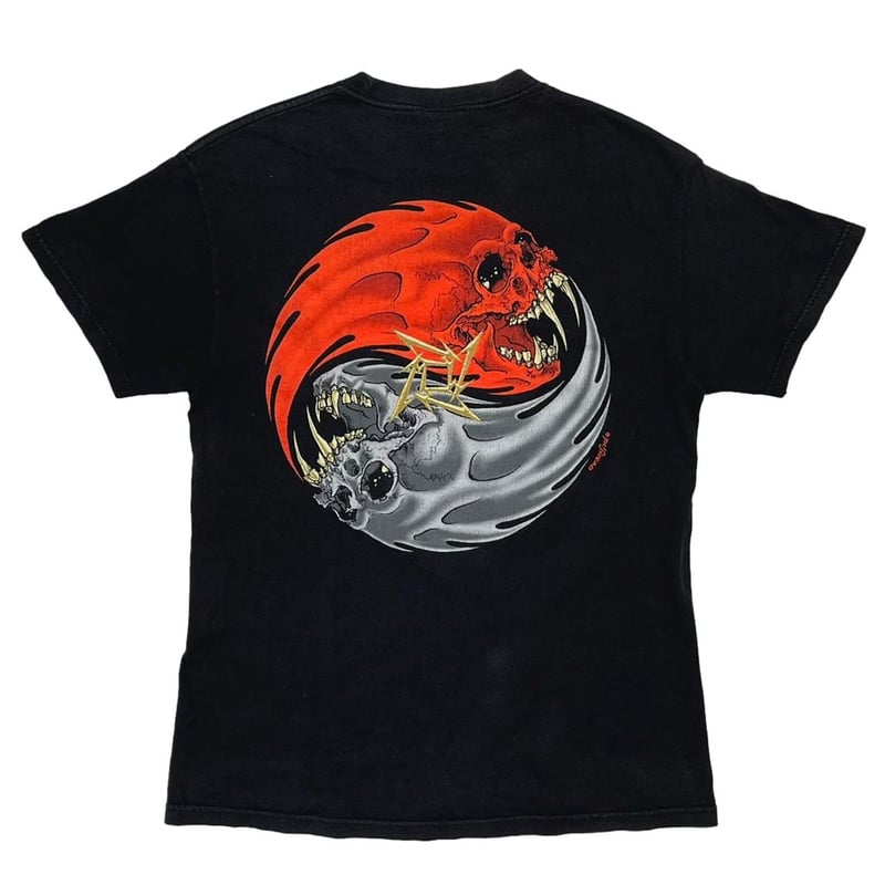 良品 90s LLICA PUSHEAD YING YANG REBEL Vintage 90s METALLICA Pushead Rebel skull/yin yang double