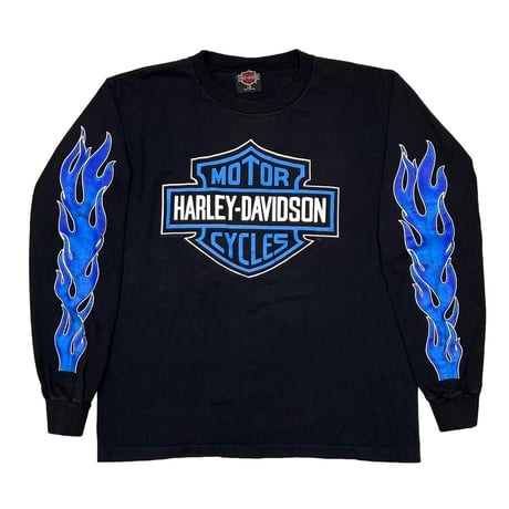 HARLEY DAVIDSON ISLAND RIDERS EAGLE BLUE FIRE FLAME LS LARGE 5111