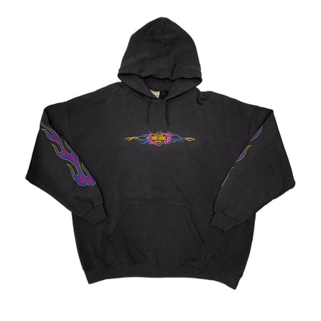 GARREY MOTORS CYCLE SHOP HARLEY DAVIDSON PARODY FLAME HOODED SWEATSHIRT 2XL 4092