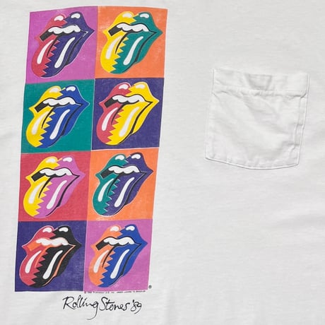 THE ROLLING STONES 1989 COLOR LIP & TONGUE POCKET WHITE FRUIT OF THE LOOM XL 5934
