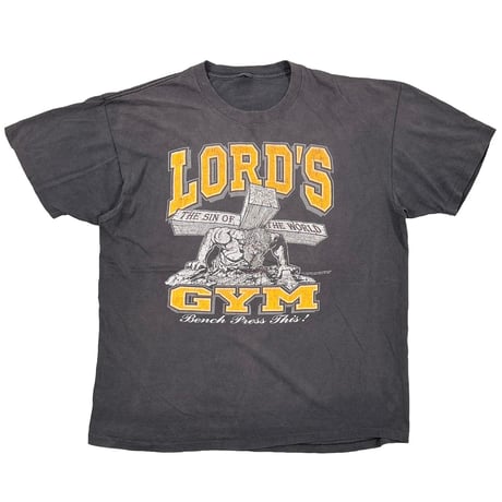 OLD & VINTAGE LORD'S GYM 1990 BENCH PRESS GYM! THE SIN OF THE WORLD FITS XL 4564