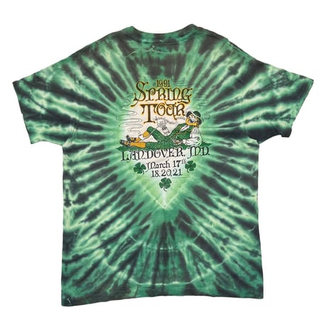 GRATEFUL DEAD 1991 SPRING TOUR TIE DYE GREEN anvil XL 3576