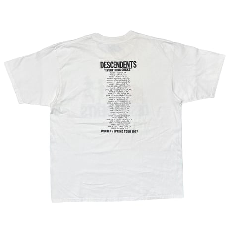 DESCENDENTS EVERYTHING SUCKS TOUR 1997 WHITE GILDAN HEAVY WEIGHT XL 6761