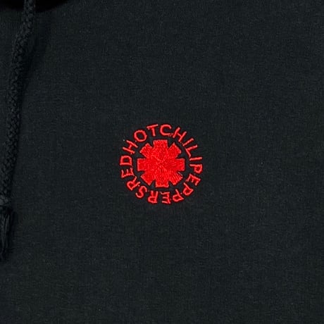 RED HOT CHILI PEPPERS FRONT EMBROIDERY LOGO HOODIE BLACK MEDIUM 1179