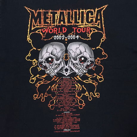 METALLICA 2003 WORLD TOUR FRUIT OF THE LOOM XL 5858