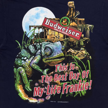 Budweiser 1998 FERRET LIZARD FROG This Is The Best Day Of My Life Frankie! NAVY  DELTA LARGE 8121