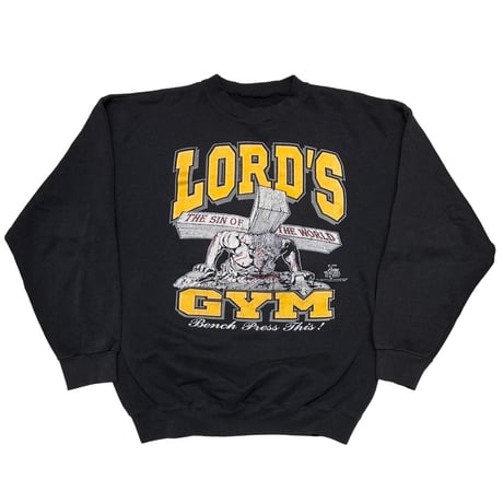 LORD'S GYM HIS PAIN YOUR GAIN CREWNECK SWEAT BLACK FITS LARGE 2891