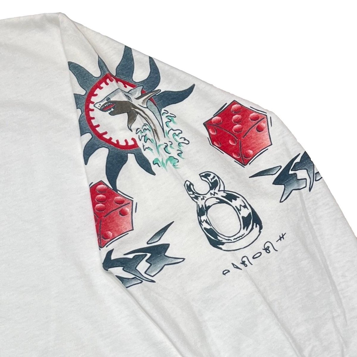 トップス DENNIS RODMAN TATTOO LS NATURAL LARGE Vintage Dennis Rodman Tattoo Long Sleeve T-shirt NBA