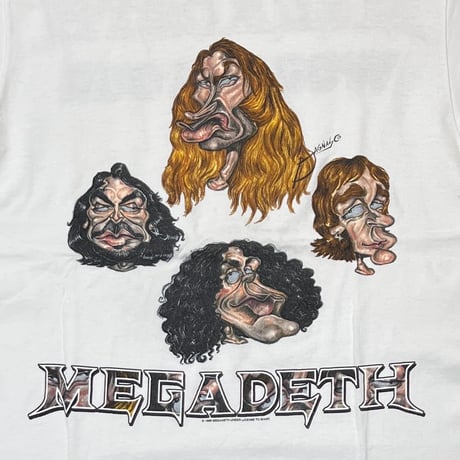 MEGADETH 1998 MEMBER ILLUST WORLD TOUR WHITE giant MEDIUM 7721