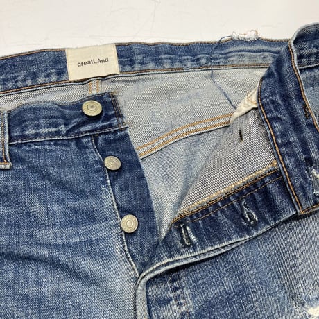 greatLAnd original GRUNGE MAN DENIM PANT XL / LEVIS 501 66 BIG E