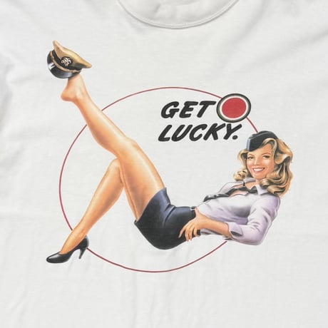 LUCKY STRIKE GET LUCKY PINUP GIRL WHITE FITS XL 0209