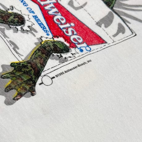 Budweiser 1995 FROG IN POCKET PRINT WHITE ONEITA XL 0173