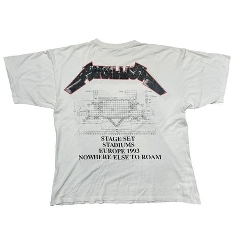 METALLICA NOWHERE ELSE TO ROAM EUROPE 1993 MEMBERS STAGE SET WHITE EURO XL 7959