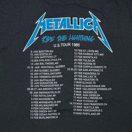 METALLICA 1985 RIDE THE LIGHTNING FITS XL 2650