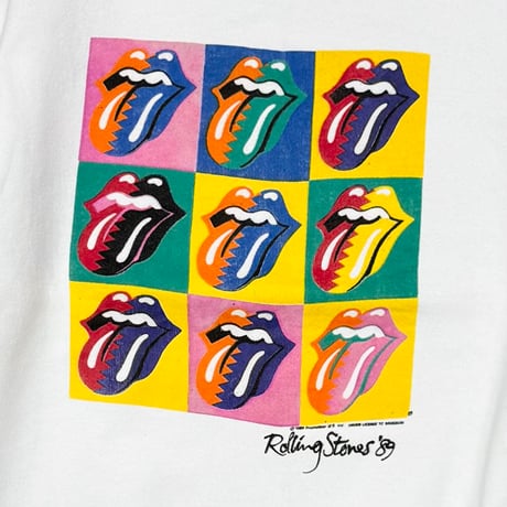 THE ROLLINIG STONES ANDY WARHOL PARODY LIP & TONGUE CREWNECK SWEAT WHITE FRUIT OF THE LOOM XL 7721
