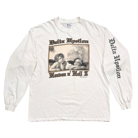 OLD & VINTAGE DELTA UPSILON LS RAFFAELLO PARODY WHITE HANES XL 6396