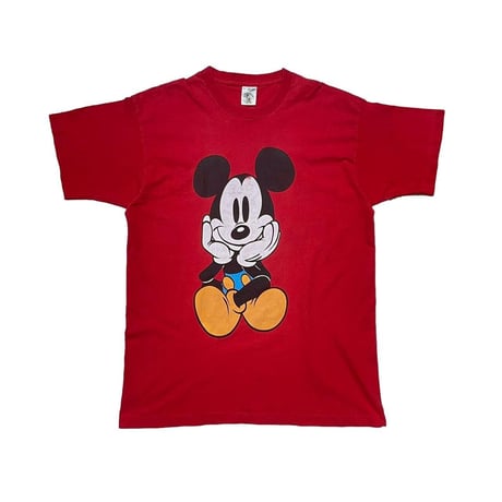 DISNEY VINTAGE 90's MICKEY MOUSE DOUBLE SIDE TEE XL RED 7513